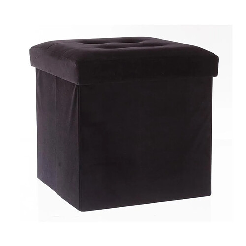 Atmosphera, Createur D'Interieur Pouf Velour Leandre - Pliant - Noir