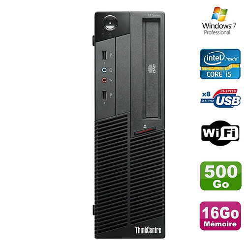 PC Lenovo Thinkcentre M90P 5864 Core i5-650 3.2GHz 16Go 500Go Graveur WIFI W7 · Occasion