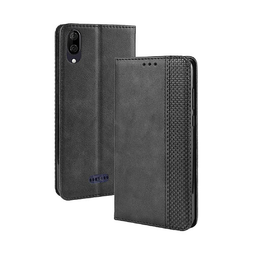 Wewoo Coque Etui en cuir à boucle magnétique avec rétro pour Texture horizontale Wiko Y80 support & emplacements cartes et cadre photo Noir