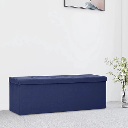 vidaXL Banc de rangement pliable Bleu Faux lin