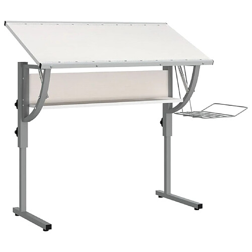 Helloshop26 Bureau table poste de travail meuble d'ordinateur informatique étude d'artisanat et 110 x 53 x (58-87) cm blanc 02_0023698