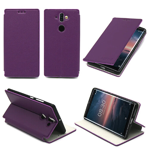 Xeptio Etui luxe Nokia 8 Sirocco 4G violet Slim Style Cuir avec stand - Housse coque de protection Nokia8 Sirocco violette smartphone 2018 - Accessoires pochette case