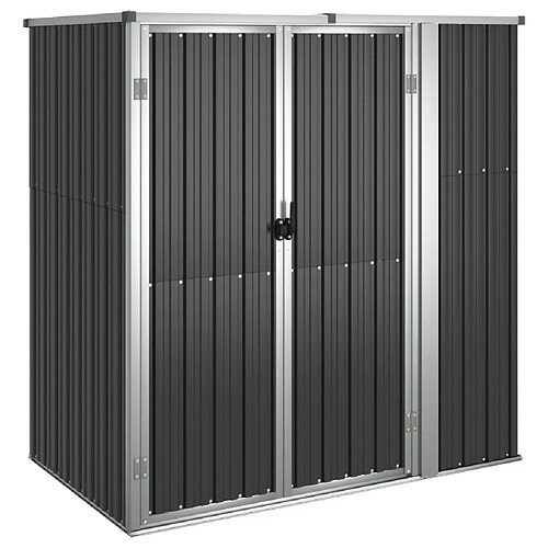 Helloshop26 Abri de jardin cabane cabanon maison de stockage remise extérieur hangar outils robuste 161 x 89 x 161cm acier galvanisé anthracite 02_0022409