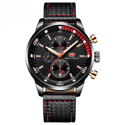 MINI Focus MF0017G Montre Sportive avec Bracelet en Cuir - Noir