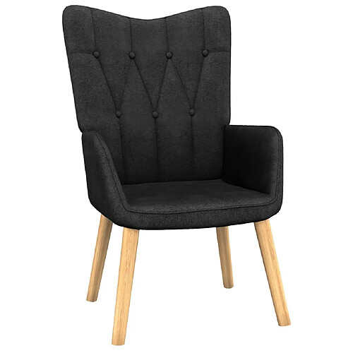 Maison Chic Chaise de relaxation | Fauteuil relax avec tabouret Noir Tissu -GKD46570