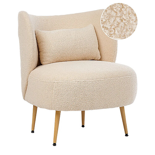 Beliani Fauteuil OTSBY II avec coussin Bouclé Beige