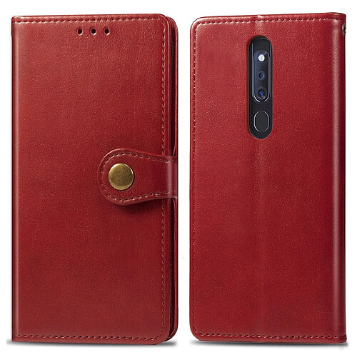 Wewoo Housse Coque Etui en cuir de protection pour téléphone mobile avec boucle rétro de couleur unie lanière et cadre photofente carte et portefeuille et support OPPO F11 / A9 rouge