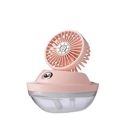 (Rose) Ventilateur de Pulvérisation de Vent Océanique 5V Ventilateur Humidificateur Sans Fil 3 Vitesses Vitesse 90 Angle Réglable Mini Ventilateur de Refroidissement d'Air de Bureau USB Portable pour Bureau à Domicile