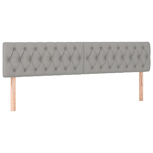 Maison Chic Lot de 2 Têtes de lit design pour chambre - Décoration de lit Gris clair 100x7x78/88 cm Tissu -MN78873