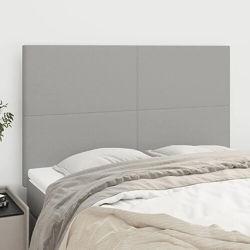 vidaXL Têtes de lit 4 pcs Gris clair 72x5x78/88 cm Tissu