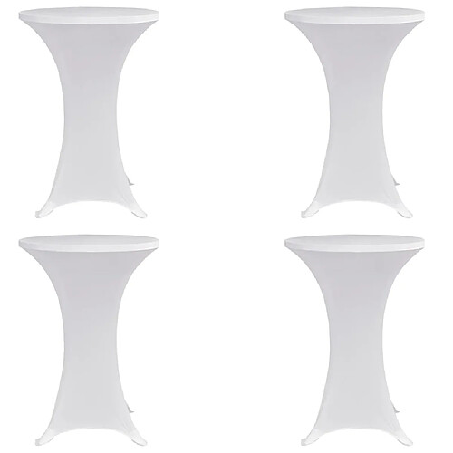 Decoshop26 Housses élastiques de table Ø 70 cm Blanc 4 pièces DEC022506