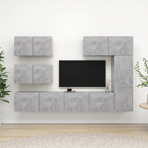 vidaXL Ensemble de meubles TV 6 pcs Gris béton Bois d'ingénierie