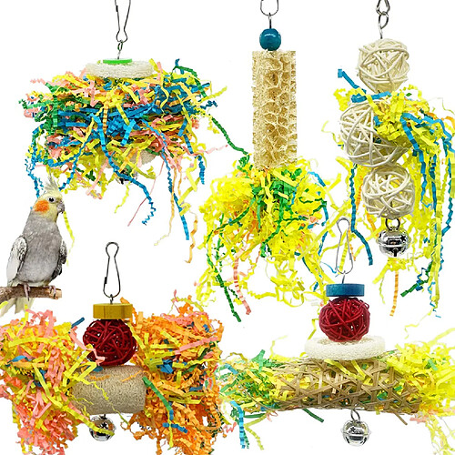 Jouets de déchiquetage pour perroquets d'oiseaux Jouets à mâcher pour perroquets Jouets en luffa pour oiseaux