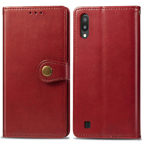 Wewoo Housse Coque Étui en cuir de protection pour téléphone portable avec boucle photocadre photo et fente carteportefeuille et support Galaxy M10 rouge