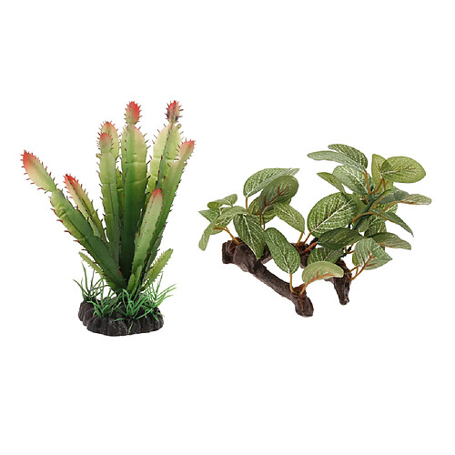 Set de 2 Plantes Aquarium Artificielles Décoration de Simulation en Résine