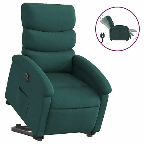 Maison Chic Fauteuil Relax pour salon, Fauteuil inclinable électrique vert foncé tissu -GKD10762