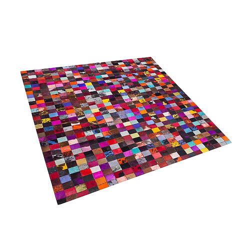 Beliani Tapis en cuir multicolore 200 x 200 cm ENNE