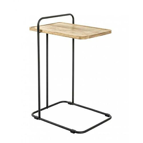 Pegane Table d'appoint coloris noir-chêne en MDF / acier - L 35 x P 49 x H 73 cm