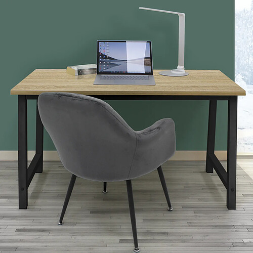 ML DESIGN MODERN LIVING Table d'ordinateur bureau de travail MDF cadre en métal chêne noir 120 x 60 cm