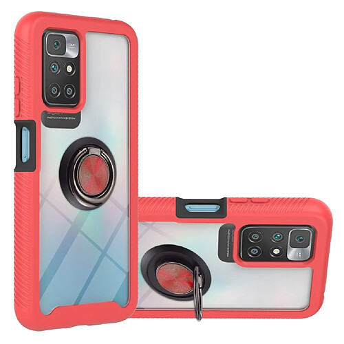 Coque en TPU anti-empreintes digitales avec béquille rouge pour votre Xiaomi Redmi 10