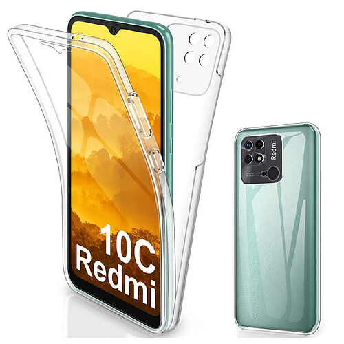 Htdmobiles Coque pour Xiaomi Redmi 10C / Poco C40 - housse etui silicone gel fine 360 integrale (avant et arriere) + film ecran - TRANSPARENT