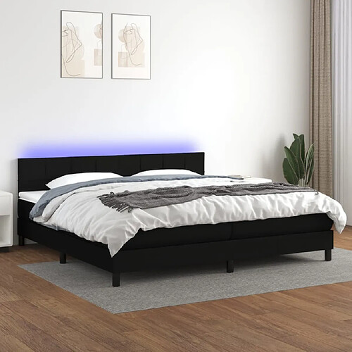 Sommier à lattes,Cadre à lattes de lit et matelas et LED pour Adulte Noir 200x200 cm Tissu -MN38948