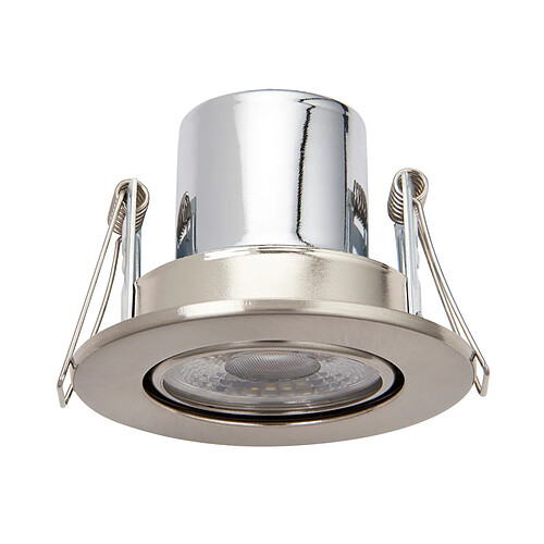 Saxby Lumière inclinable 500 CCT, plafonnier encastré 5W, plaque à effet nickel satiné