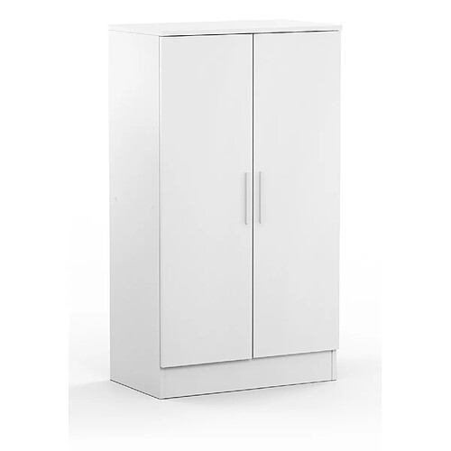 Pegane Armoire à chaussures, meuble à chaussures avec 2 portes coloris blanc - longueur 60 x profondeur 35 x hauteur 107 cm