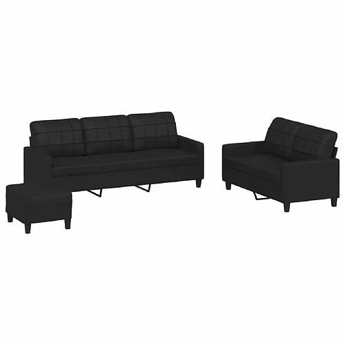 Maison Chic Ensemble de canapés 3 pcs avec coussins, Canapé droit Sofa pour Salon Noir Similicuir -GKD376714