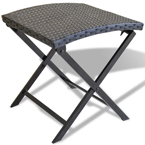 vidaXL Tabouret pliable Résine tressée Noir