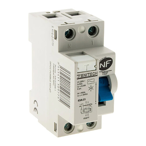 Interrupteur différentiel 63/2 30mA Type AC NF - Zenitech