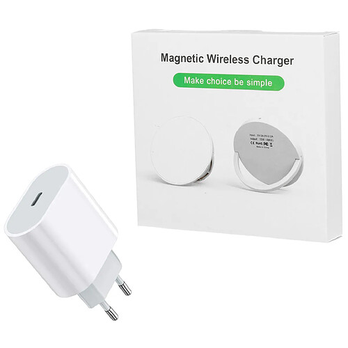 Pack Adaptateur Secteur 20W + Chargeur rapide a induction 15W pour iPhone 14 / 13 / 12 / 11 / PRO / MAX MINI Little Boutik®