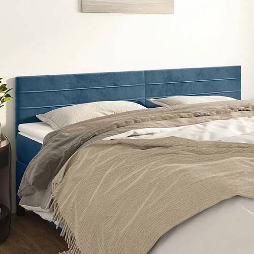 vidaXL Têtes de lit 2 pcs Bleu foncé 80x5x78/88 cm Velours