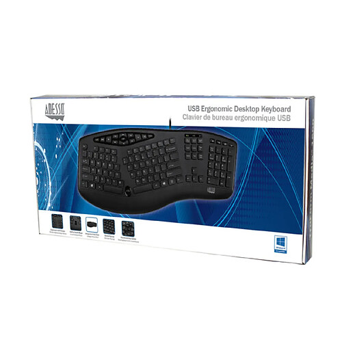 Adesso AKB-160UB-FR, TruForm™ Ergonomic Desktop Keyboard AZERTY (French layout)