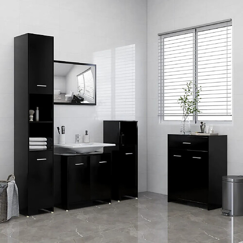 ComfortXL Ensemble De Meubles De Salle De Bain 4 Pièces Noir