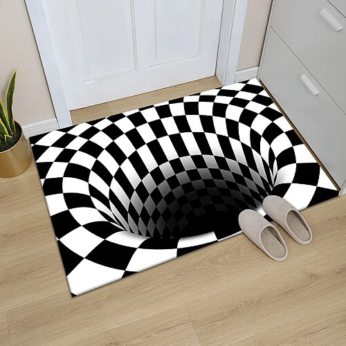 Universal 3D Swirl Illusion Noir Blanc Zone Tapis Tapis non coulissant Listings Chambre Chambre Porteur Résumé Optique géométrique Tapis extérieur | Tapis(Le noir)