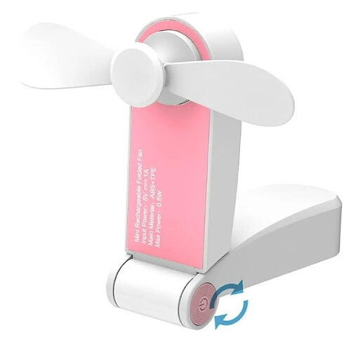 Mini Ventilateur de Poche CHRONUS, Ventilateur De Poche Pliable Portable Ventilateur de Bureau Rechargeable USB Petits Ventilateurs de Voyage (Rose)