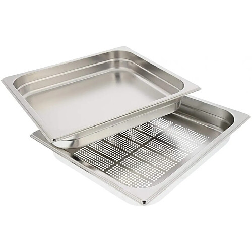 Lèche-frite en inox perforé (35,5 x 32,5 x 5cm) pour four vapeur aeg, electrolux.