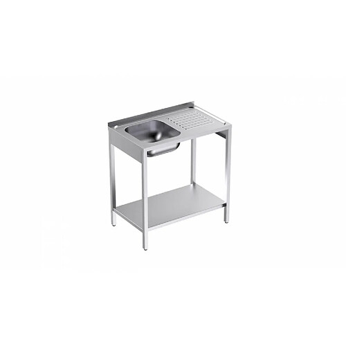 Plonge Inox avec Bâti et Etagère Profondeur 500 Egouttoir Droite - Distform