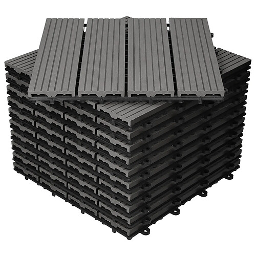 Ecd Germany 22x Carreaux de terrasse WPC 30x30cm 2m² carrelage revêtement de sol anthracite