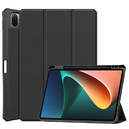 Etui en PU porte-crayon avec support à trois volets noir pour votre Xiaomi Pad 5