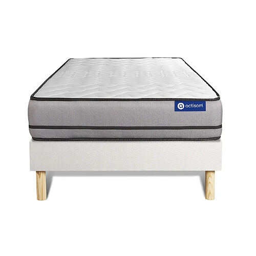 ACTISOM Ensemble matelas ACTIFLEX NIGHT 90x190cm RESSORTS ENSACHES 3zones de confort + sommier KIT blanc