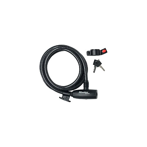 MASTER LOCK Cable Antivol Vélo [1,8 m Câble] [Clé] [Extérieur] [Support Fixation Vélo] 8232EURDPRO