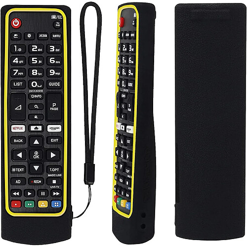 SANAG etui De Protection En Silicone Pour Lg Smart Tv Telecommande, Akb75675301 Akb75675304 Akb74915305, Housse Coque Pour Pour Lg Telecommande, Antiderapage, Antisismique, Lavable(Noir+Jaune)