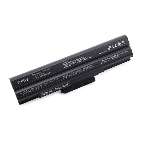 vhbw batterie compatible avec Sony Vaio VGN-AW31S/B, VGN-AW31XY/Q, VGN-AW31ZJ/B, VGN-AW35GJH laptop (6600mAh, 11,1V, Li-Ion, noir) avec puce intégrée