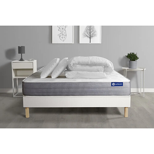 ACTISOM Pack prêt à dormir matelas ACTIMEMO DREAM mémoire de forme 160x200 cm 5zones confort + sommier KIT blanc + 2oreillers+couette