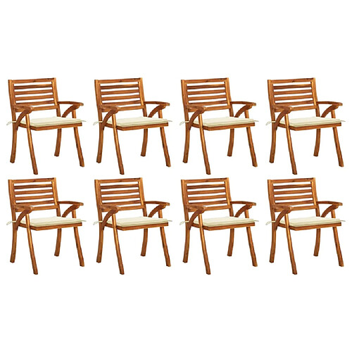 vidaXL Chaises de jardin avec coussins lot de 8 Bois d'acacia solide