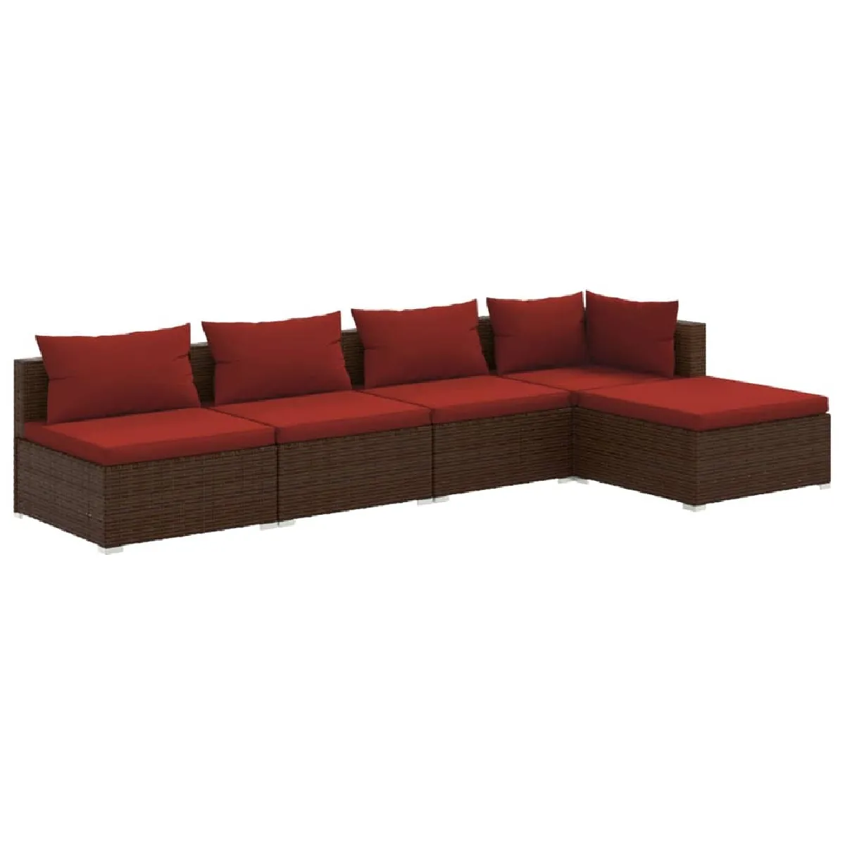 Maison Chic Salon de jardin 5 pcs + coussins - Mobilier/Meubles de jardin - Table et chaises d'extérieur résine tressée marron -MN89102