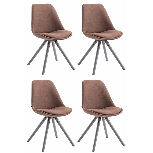 Decoshop26 4 chaises de salle à manger style scandinave en tissu marron pieds rond en bois gris CDS10332