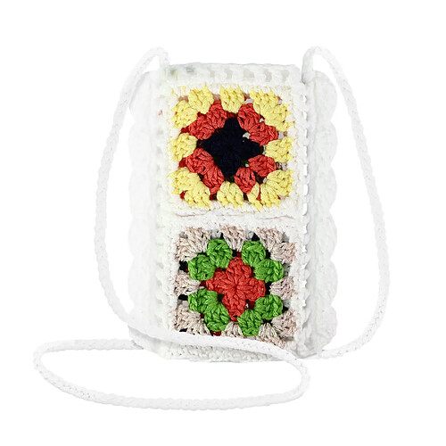 Avizar Sac Bandoulière pour Téléphone Tissé Creux Motifs Colorés Série WavePocket Blanc